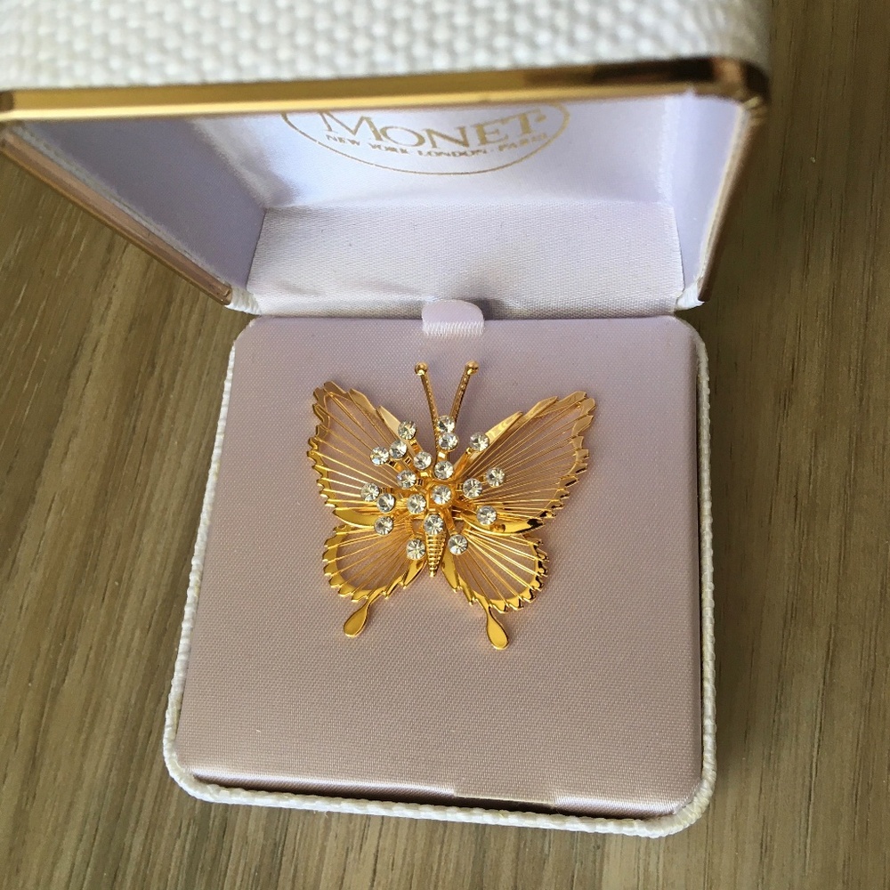 Vintage Butterfly Rhinestone Brooch